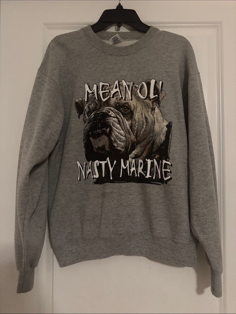 Gray "Mean Ol' Nasty Marine" Bulldog Crewneck Sweatshirt